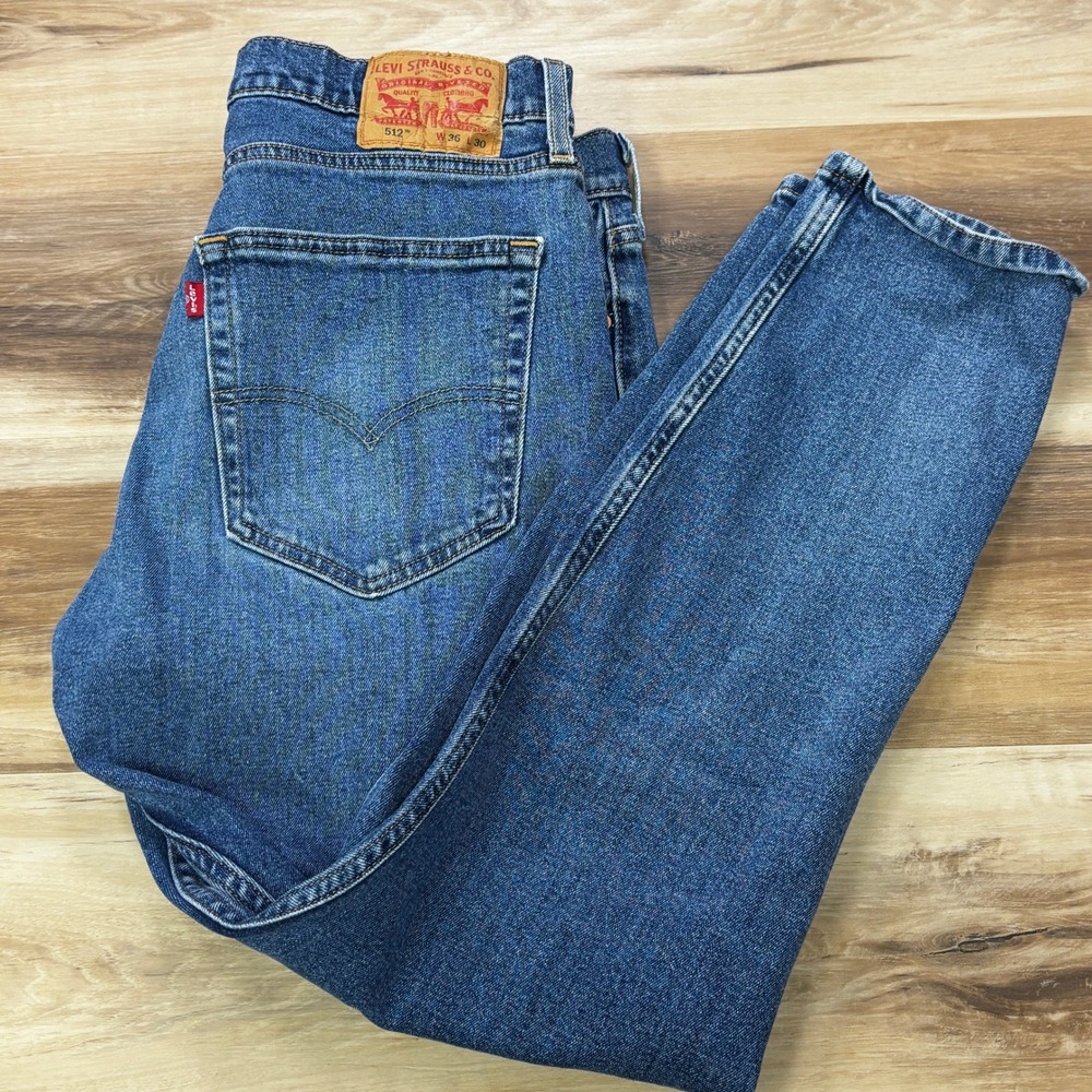 Levi's 512 Slim Taper Jeans W36 L30 Denim Cotton Stretch Blue Medium Wash